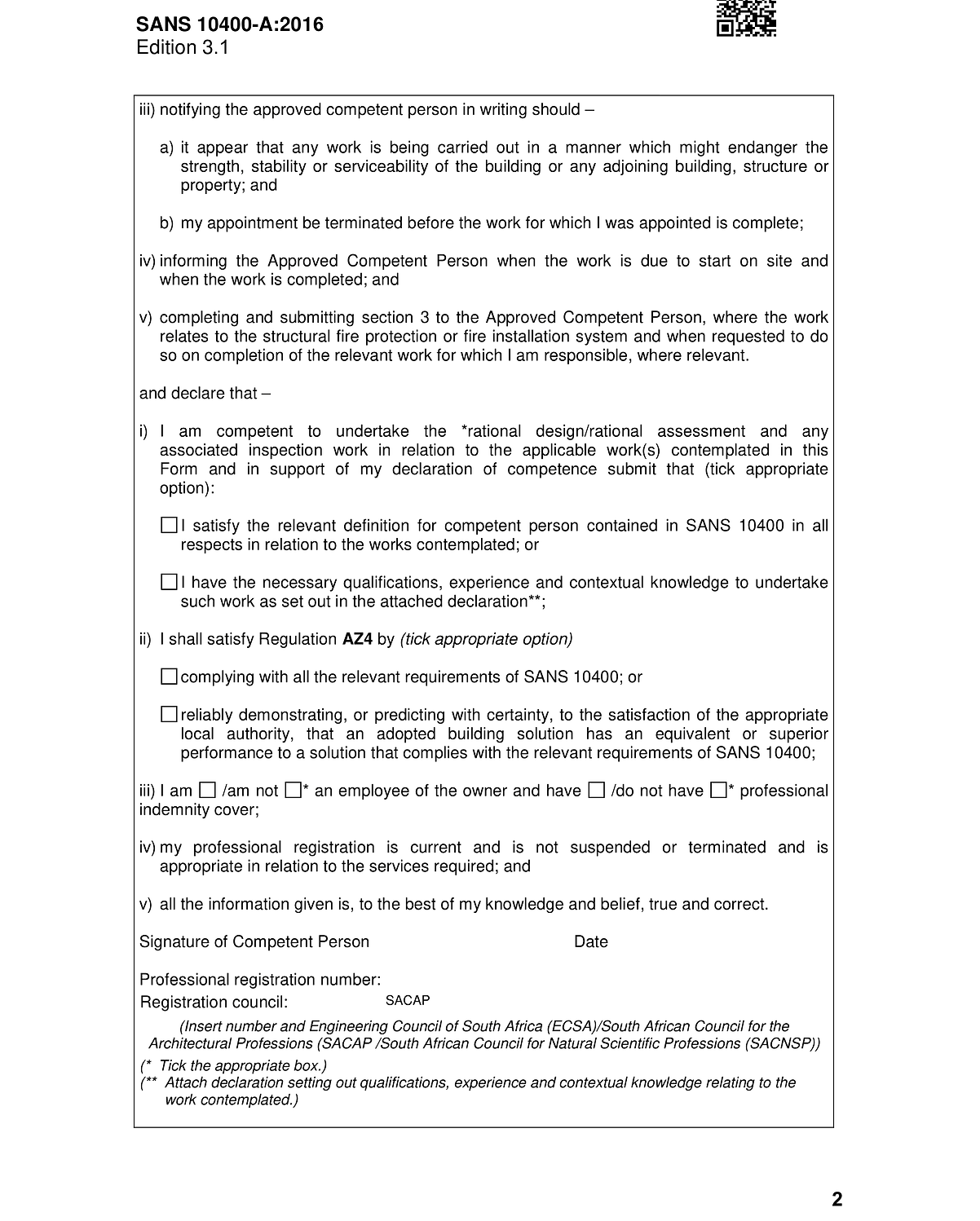 Form 3 - National Building Regulations and Building Standards Page 2