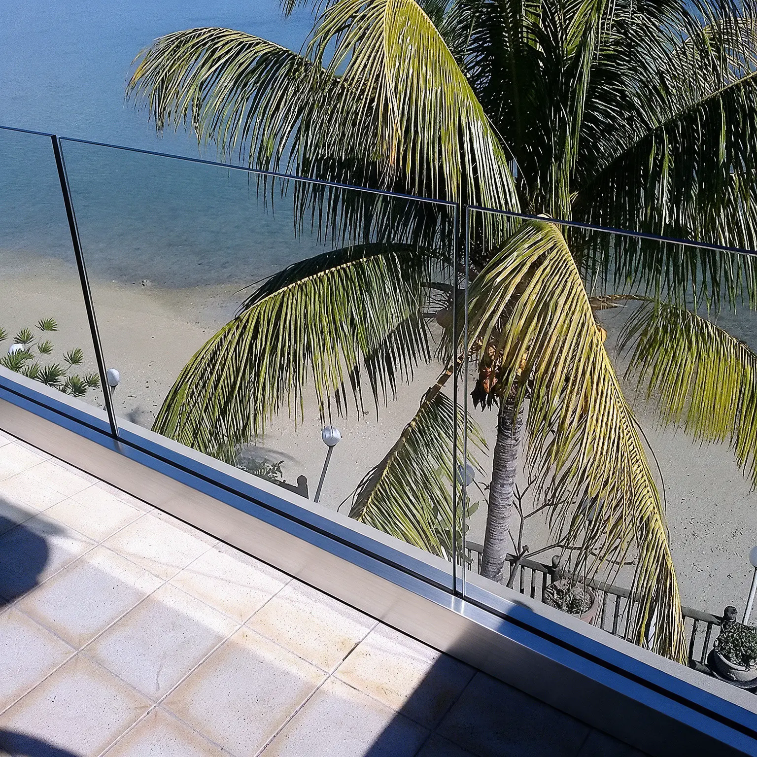 Modern frameless aluminium channel glass balustrade