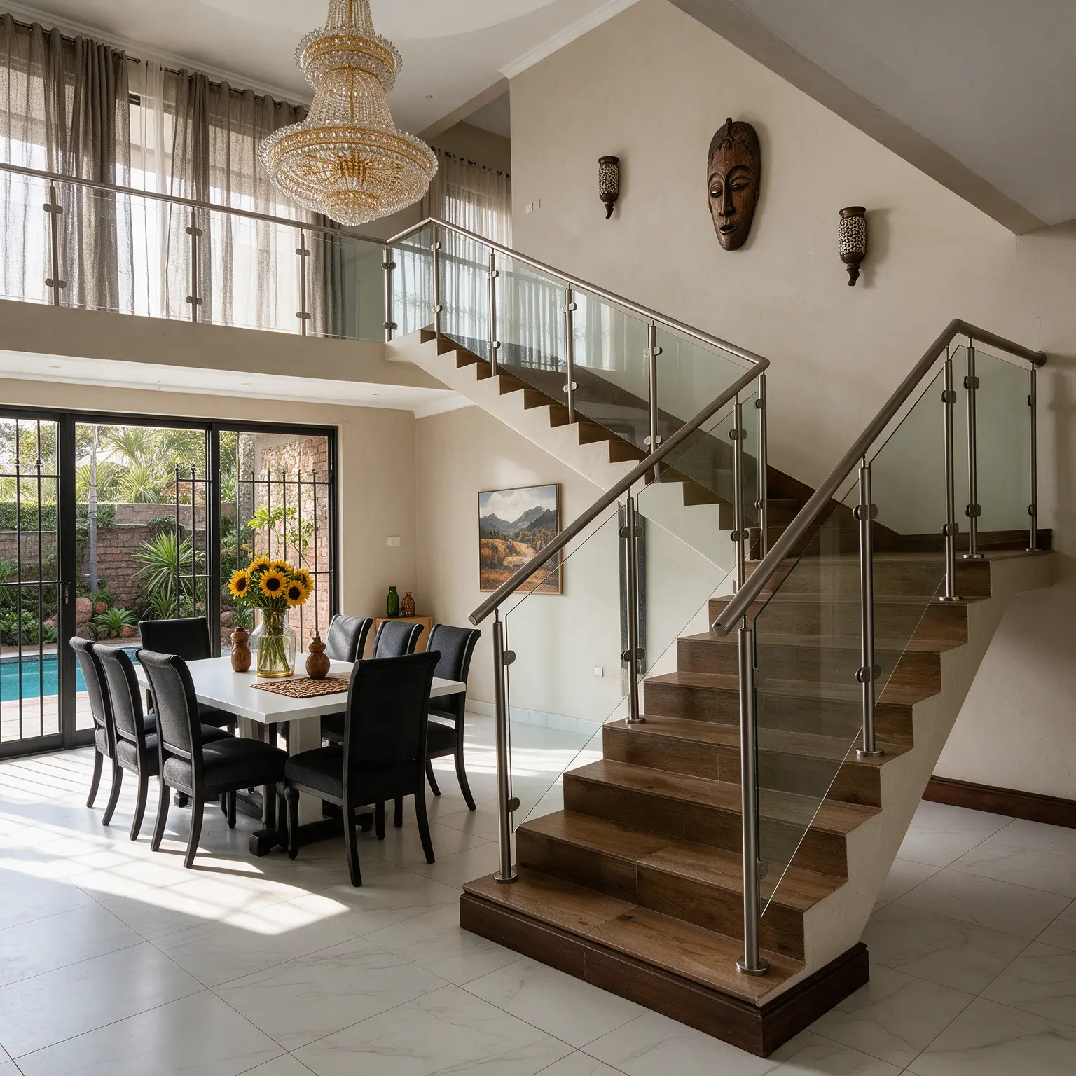 Glass balustrades on a residential terrace