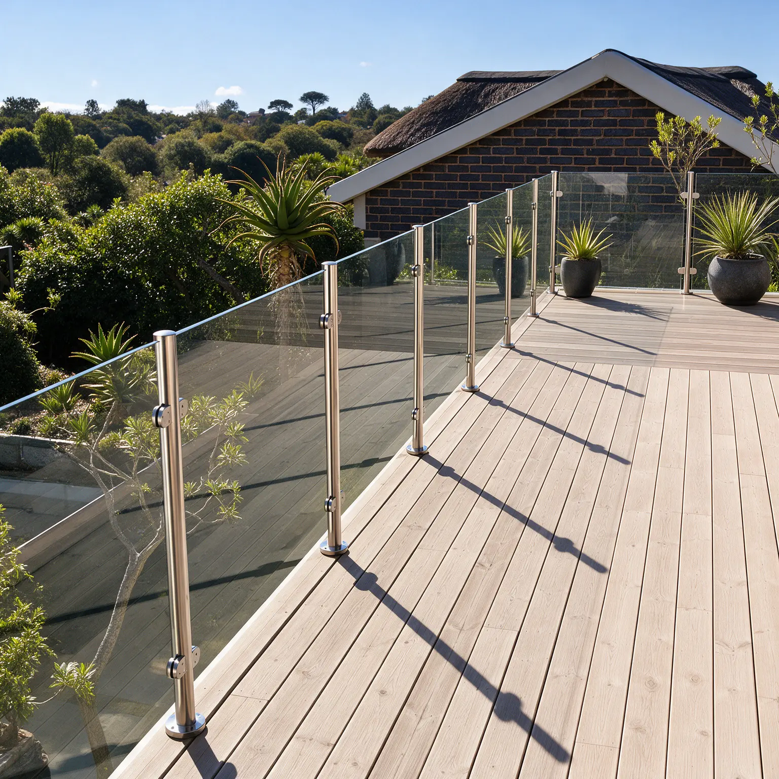Stainless steel and glass balustrade installation