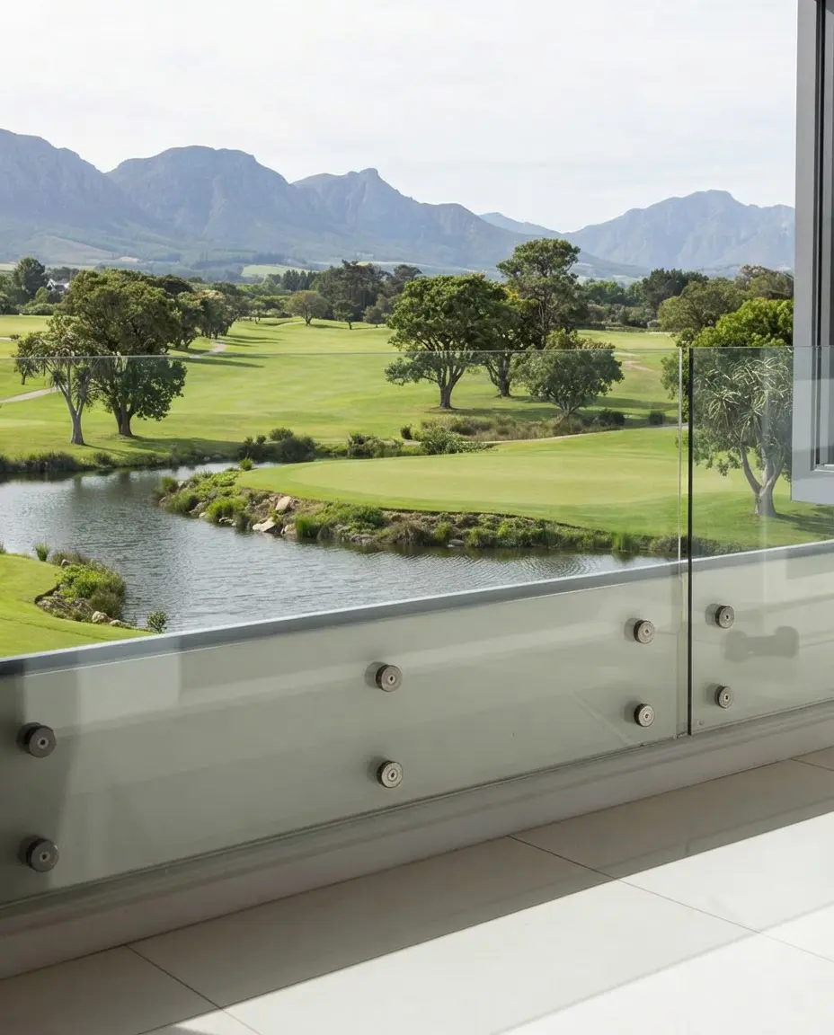 Glass stand-off balustrades overlooking a golf course