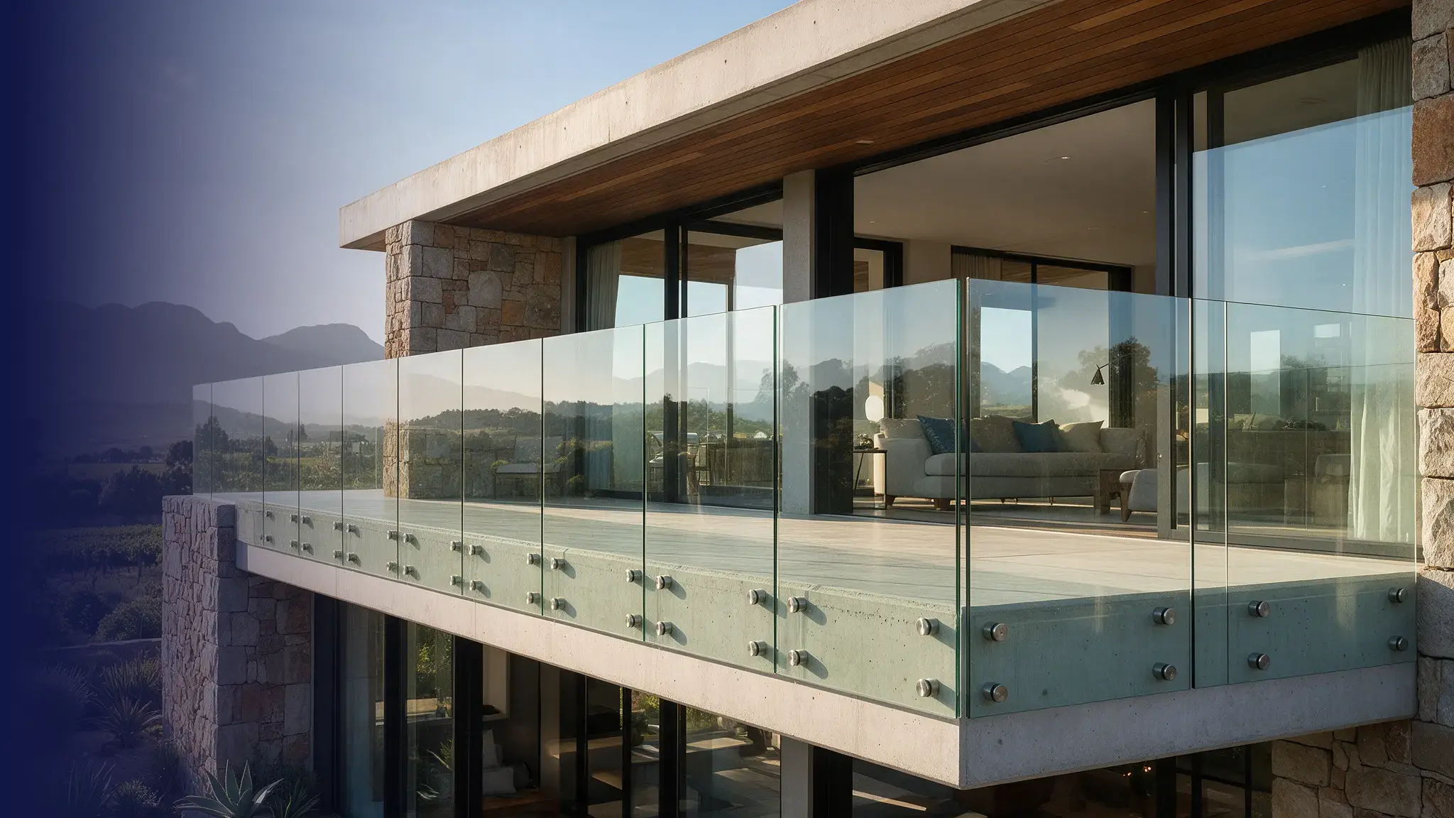 Glass stand-off balustrades at a luxury South African residence
