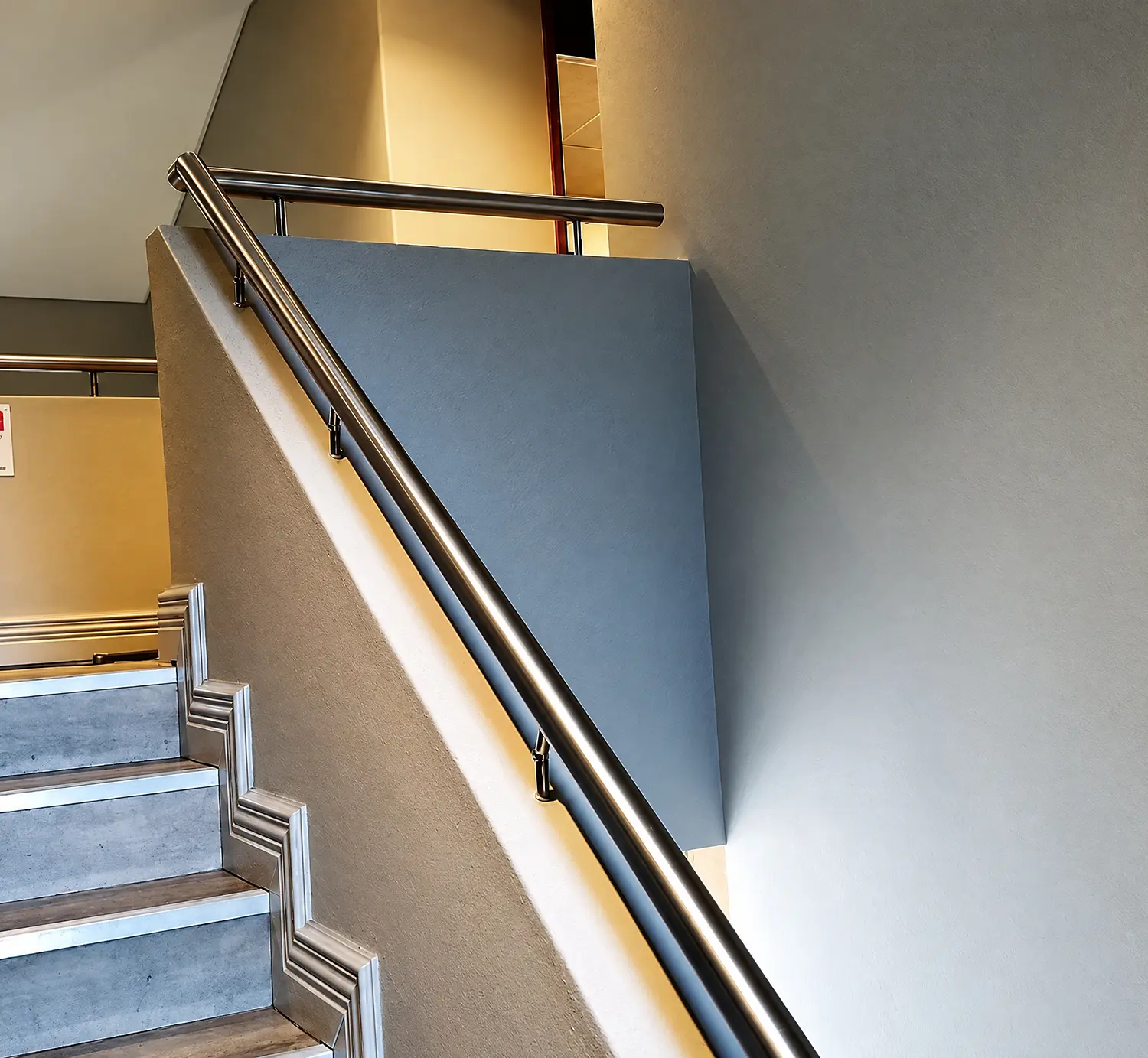 Stainless steel handrail architectural detail