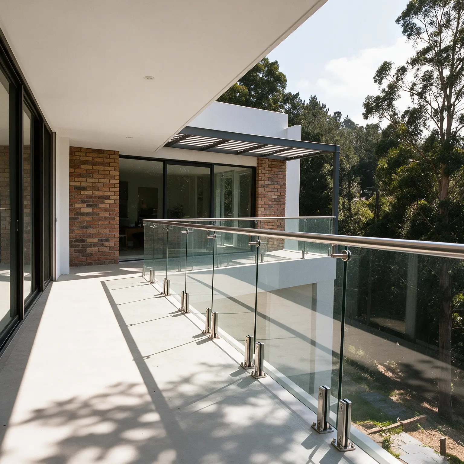 Square stainless steel spigot glass balustrade installation