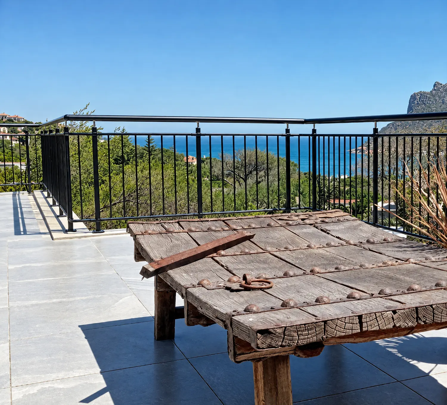 Vertical stainless steel filler bar balustrade installation