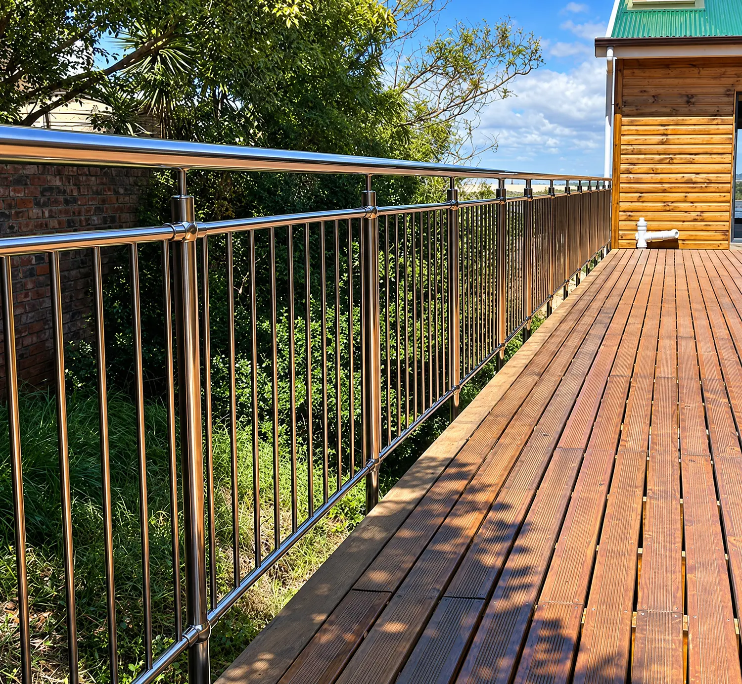 Architectural stainless steel vertical bar balustrade